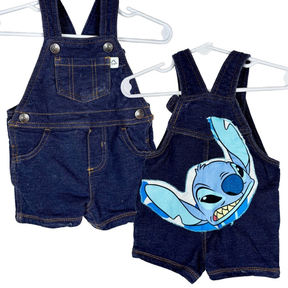 Carter's 6 Month Lilo and Stitch DenimOverall Shorts
